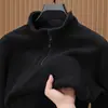 Jaqueta masculina para atividades ao ar livre com forro de fleece, novo estilo outono/inverno 2024, jaqueta quente de gola alta para homens de meia-idade, atacado