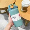 Taza Térmica de Acero Inoxidable de Gran Capacidad con Correa y Popote, de Moda