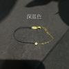Pulseira de Corda Vermelha Francesa Banhada a Ouro com Diamante Único Pulseira de Corda Vermelha Pequena Meio Corda Meio Corrente Presente Benmingnian Nicho Feminino de Alta Qualidade