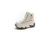 Novedad Primavera 2026 Zapatos de Plataforma para Mujer 677 de Punta Redonda, Caña Media, Tacón Oculto, Cordones Frontales, Patchwork, Suela Gruesa, Ligeros, Estilo Sencillo