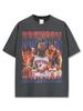 Camiseta Manga Curta Estampada Brunson JB Retro Americana Tendência Transfronteiriça Lavada Velha Manga Longa Solta Moletom com Capuz para Homens
