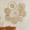 Venda Quente Transfronteiriça Pendente de Parede Redondo Tecido à Mão com Capim-Marinho, Decoração de Parede de Palha e Rattan, Conjunto de Decoração para Fundo de Sofá