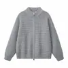Nuevo suéter casual de moda estilo lujo ligero old money con cuello alto y cremallera, cárdigan de punto de manga larga para hombre