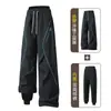 Pantalones ligeros de estilo de montaña para exteriores para hombre, pantalones casuales con forro polar para senderismo y trekking, pantalones curvos de estilo workwear americano para mujeres jóvenes
