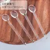 Cuchara de Vidrio Transparente Resistente al Calor de Alto Borosilicato con Mango Largo para Salón de Belleza, Bol Mezclador de Aceites Esenciales, Cuchara Mezcladora, Palillo Mezclador, Cuchara Dosificadora