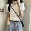 Camiseta de Manga Corta para Mujer, Algodón Puro Blanco, Nuevo Diseño de Verano, Moderna y Versátil, Top Corto Ajustado, Todo Algodón