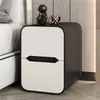 2026 Nueva Mesa de Noche Mini de Madera Maciza con Borde Estrecho para Dormitorio Apartamento Pequeño Ultraestrecha Moderna Simple Lujo Ligero Cuero