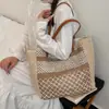 Bolsa de Tecido Transfronteiriça 2026 Nova Moda Tendência para Férias na Praia, Uso Diário Casual, Bolsa Feminina Versátil de Grande Capacidade