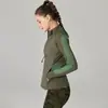 Top Esportivo de Malha Seamless à Prova de Vento para Yoga ao Ar Livre Cardigã com Zíper Jaqueta Soft Shell Jaqueta