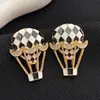 Moda Transfronteriza Dongdaemun Lujo Ligero Cuadrado Geométrico Circonita Blanca y Negra Tablero de Ajedrez Pendientes Lujo Ligero Versátil Mujer