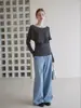 Suéter Tejido de un Hombro con Calados y Volantes Estilo Francés para Mujer, Nuevo Otoño 2026, Ajustado Versátil de Moda