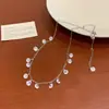 Cadena de Suéter de Otoño e Invierno Collar de Perlas Microincrustadas de Cobre para Mujer Mariposa Lujo Ligero Diseño de Nicho Temperamento Versátil Cadena para Clavícula de Gota de Agua