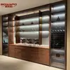 Mueble de Vino de Madera Maciza Estilo Chino Nuevo para Sala de Estar Personalizado de Fábrica Bodega de Vino de Troncos de Vidrio de Lujo Americano Estante de Vino Simple de Lujo Ligero