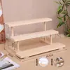 Pequeño botellero para el hogar, estante de almacenamiento de escritorio, estante de almacenamiento de varios niveles tipo escalera, estante de exhibición vintage de madera maciza, estante organizador