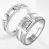 Anillos de Pareja Estilo Coreano para Hombre y Mujer, Anillo Abierto de Corona de Zircón Simple y a la Moda, Anillo de Boda de Imitación de Diamante