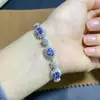 Pulsera Nueva de Tanzanita Natural Plata S925 Incrustada Piedra Principal 5X7Mm Versátil Popular Moderna Joyería para Mujer Venta al por Mayor