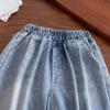 Nuevos Jeans de Otoño para Niñas Primavera y Otoño Estilo Coreano Moda Lunares Lavados Casuales Pantalones Largos para Bebé Tendencia