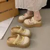 Nuevas Sandalias Mary Jane de Tejido Hueco Transpirable con Aumento de Altura, Punta Abierta, Suela Gruesa para Mujer, Calzado de Exterior, Verano 2026