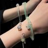 Pulsera de Estilo Chino Antiguo de Nuevo Estilo Pulsera para Mujer de Lujo Ligero Diseño Nicho Pulsera Imitación Jade Pulsera con Borla Enrollada