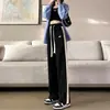 Pantalones Deportivos de Pierna Ancha para Mujer Primavera Otoño e Invierno Nuevos Cintura Alta Diseño Holgado Sentido Forro Polar Engrosados Rectos Hasta el Suelo Casual Pantalones de Chándal