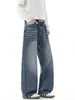 Ropa de Hombre Fengshe / Novedad Primavera 2026 Jeans de Pierna Ancha Nuevo Estilo Americano Cintura Alta Pierna Recta Holgados Adelgazantes Pantalones Largos