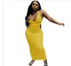 Ropa de Mujer Europea y Americana 2021 Amazon Camisola de Mujer Primavera y Verano Escote en V Profundo Ajustado Sexy Vestido Largo 18