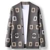 Nuevo cárdigan suéter para hombre de otoño e invierno jacquard estilo británico manga larga a cuadros juvenil moderno abrigo para hombre al por mayor