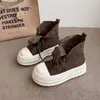 Botas de Cadarço com Solado Grosso Estilo Coreano Estilo Deserto Retrô Renda Fosca para Mulheres Novas Tênis Casuais Pequenos Outono e Inverno 2025