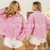 Estilo europeo y americano comercio exterior transfronterizo estación independiente AliExpress nuevo abrigo de pana con cordones de lentejuelas estrella de cinco puntas Chaqueta Burr