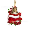 2023 nuevo creativo transfronterizo adornos de perro muñeco de nieve de Navidad adornos planos acrílicos para coche decoraciones de Navidad