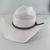 Amazon Transfronterizo Recorte Sombrero de Paja Vaquero Occidental Sombrero Vaquero Duro Jazz Superior Sombrero para el Sol Aprobación Directa de Fábrica