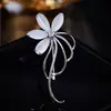 Broche de Orquídea con Piedra Ojo de Gato Europeo y Americano Transfronterizo, Pin Versátil de Lujo de Alta Gama, Accesorio para Ropa, Broche al por Mayor