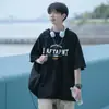 Tendência Pesada Algodão Puro Novo Verão Ins Top Masculino Solto Casual Manga Curta Camiseta Versátil Estilo Americano Camiseta Marca Tendência