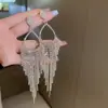 Nuevos Pendientes de Borla con Forma de Gota de Agua Incrustada de Diamantes Pendientes Europeos y Americanos de Moda de Nicho Pendientes Elegantes Retro de Alta Gama para Mujer
