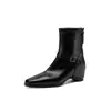 Nuevas Botas Cortas de Punta Cuadrada Otoño 2026 con Aumento Interno de Altura de 4.5 cm, Adelgazantes y Elegantes, Moda Europea y Americana, Impresionantes Botas Moldeadoras de Piernas