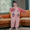 Pijama Macacão Infantil para Meninos, Outono e Inverno, Flanela Espessa Anti-Chute Quente Fleece de Coral, para Crianças Médias e Grandes, Roupa de Casa para Meninas