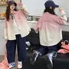 Conjunto de dos piezas para niña: camisa de manga larga, nuevo estilo otoño 2026, camisa elegante de color degradado y jeans para niños