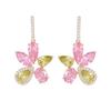 Estilo de lujo ligero pendientes de moda de alta calidad al por mayor diseño de incrustaciones de circonita brillante pendientes de flor irregulares geométricos