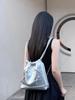 Original y2k Drawstring Bow Bag Couro Macio Mochila Bonita Bolsa de Ombro Grande Capacidade All-match Commute Bag