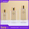 Garrafa PET transparente plana 200ml frasco de loção 300ml tampa Qianqiu galvanizada frasco de shampoo sub-frasco de gel de banho