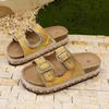 Hebilla de Cinturón de Comercio Exterior Pedrería Zapatillas de Plataforma de Verano 2025 Nuevas Europeas y Americanas Sandalias de Playa de Talla Grande para Mujer
