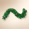 Decoraciones Navideñas Enredadera Navideña Piñas Bayas Rojas con Luces Arreglo de Escena Adornos Colgantes 1.8m/2.7m PVC