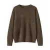 Suéter de Caxemira Feminino 100% Caxemira Pura Escovado Casual Moda Cor Sólida Gola Redonda Pulôver Mais Fácil de Combinar Suéter Tricotado Quente