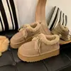Botas de Neve Femininas da Moda 2026 Estilo Novo de Inverno Francês Retrô Versátil Elegante Forradas com Lã Quentes Sola Grossa Casuais Sapatos de Algodão