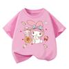 Camiseta Infantil Estilosa de Manga Curta com Desenho Meninas Moda Verão 2025 Nova Manga Meia Manga Infantil M e G Top com Desenho