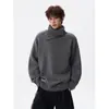 Suéter de Cuello Alto Irregular de Peso Alto para Hombre, Marca de Moda Otoño e Invierno, Estilo Old Money, Corte Holgado, Ropa de Punto Base Cálida