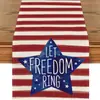 Nuevo camino de mesa de lino transfronterizo con estampado del Día de la Independencia para el hogar, comedor, sala de estar, mesa de comedor, decoración interior y exterior