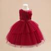 Comércio exterior novo pequeno vestido de bolo de manga mosca saia inchada dança vestido da menina de flor passarela desempenho de roupas geração de cabelo
