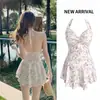Traje de baño para mujer Estilo coreano Vestido de una pieza floral Estilo popular Puro y sexy Cuello halter Moda de alta gama Traje de baño para aguas termales Adelgazante Al por mayor