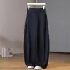 Pantalones súper elegantes de estilo "old money", de tiro alto, holgados, con pierna curva, para mujer, nuevos pantalones negros de pierna ancha para traje de oficina, para primavera y otoño